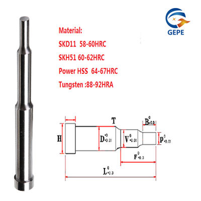 SKD61 Multi Step Punch Pins 48HRC-52HRC برای سوراخ کردن در صنعت قالب